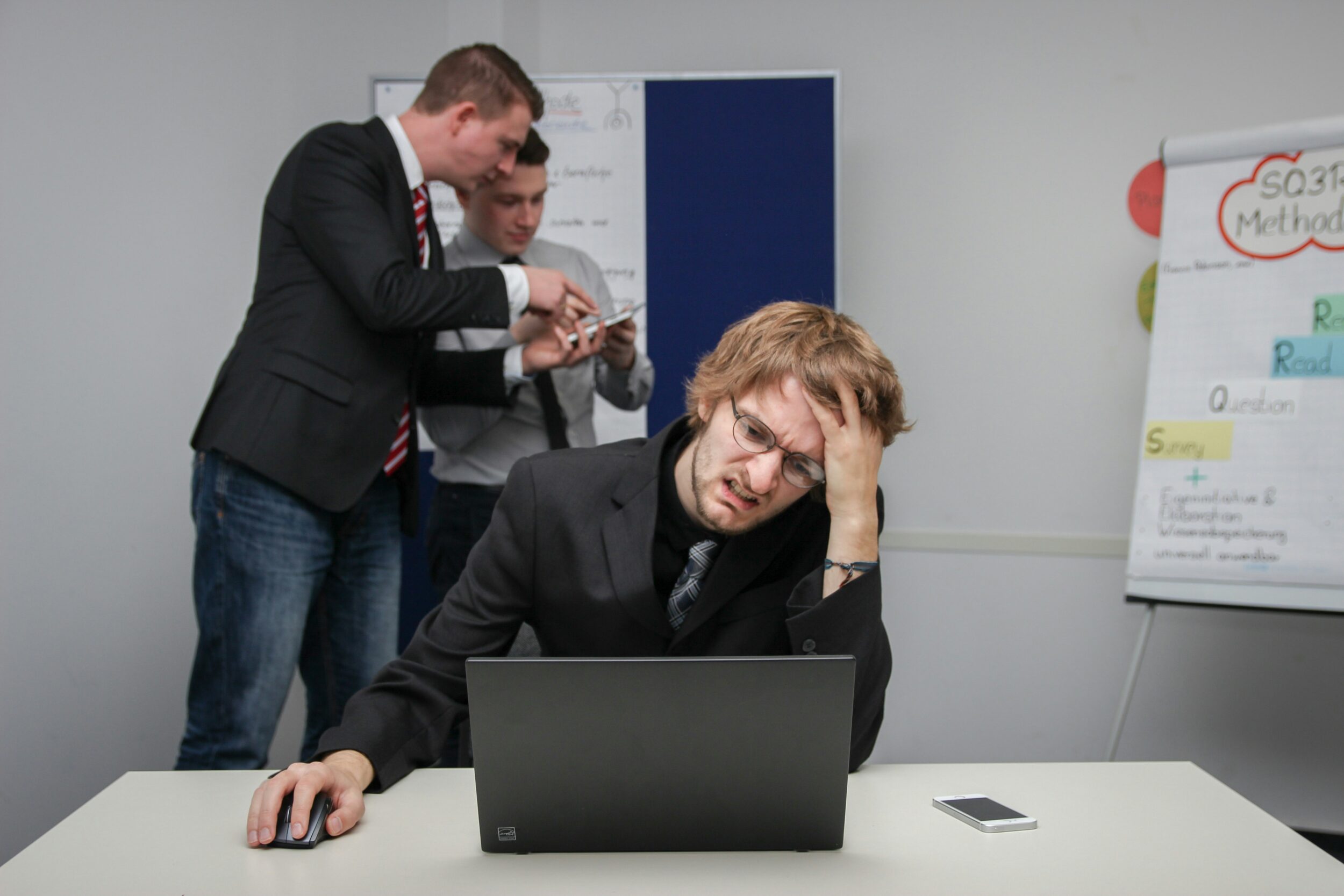 Frustrated business team analyzing ineffective social media results
